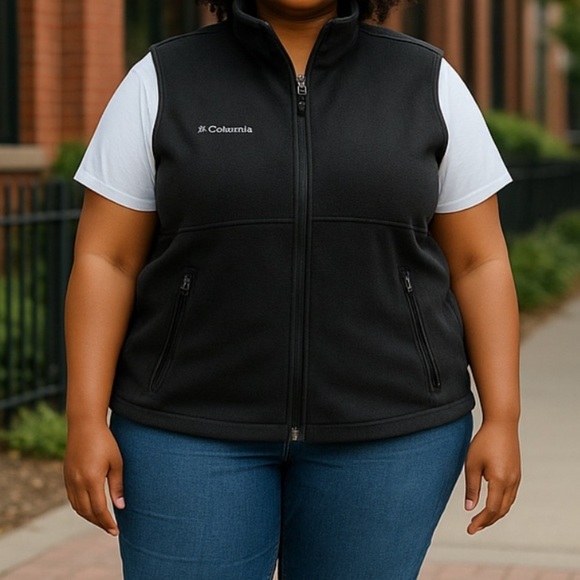 Columbia Fleece Vest, Womens XLarge, black - Picture 1 of 5